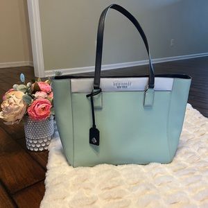 🔥🖤 kate spade cameron laptop tote~mint green/navy blue 🖤🔥
